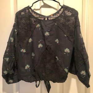 Free People Carolina Mindset Embroidered Top